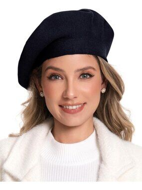 Women\'s French Style Double Layer Winter Autumn Warm, Soft Beanie Hat Cap Black Women\ main image 3